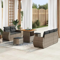 vidaXL Ensemble de canapé de jardin 8 pcs Gris polyrotin