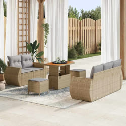 vidaXL Ensemble de canapé de jardin 8 pcs Beige polyrotin