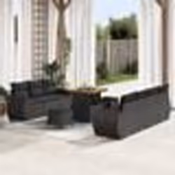 Canapé de Jardin vidaXL 10 Pièces avec Coussins Noir Rotin Poly Acacia