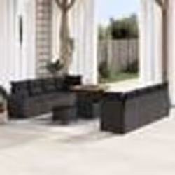 vidaXL Ensemble de sofa de jardin de 11 pièces avec coussins en poly rattan noir et acacia