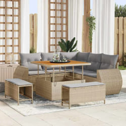 vidaXL Ensemble de canapé de jardin 8 pcs Beige polyrotin