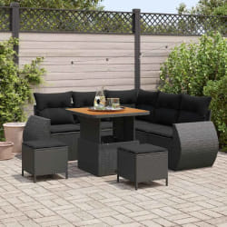 vidaXL Ensemble de canapé de jardin 8 pcs Noir polyrotin