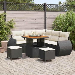vidaXL Ensemble de canapé de jardin 8 pcs Noir polyrotin
