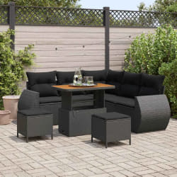 vidaXL Ensemble de canapé de jardin 8 pcs Noir polyrotin