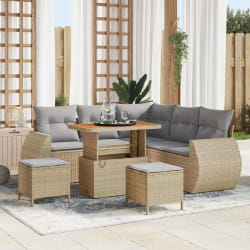 vidaXL Ensemble de canapé de jardin 8 pcs Beige polyrotin