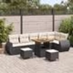 vidaXL Ensemble de canapés de jardin 9 pièces avec coussins en poly rotin noir et acacia