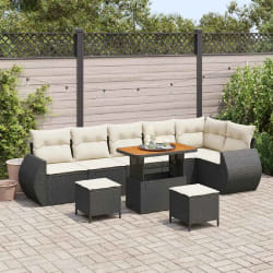 vidaXL Ensemble de canapé de jardin 9 pcs Noir polyrotin