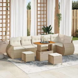 vidaXL Ensemble de canapé de jardin 9 pcs Beige polyrotin