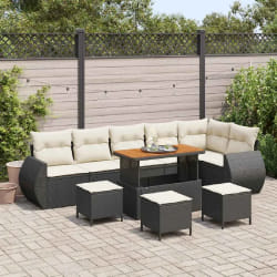vidaXL Ensemble de canapé de jardin 10 pcs Noir polyrotin