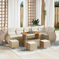 vidaXL Ensemble de canapé de jardin 10 pcs Beige polyrotin