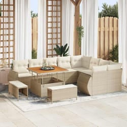 Vidaxl Ensemble De Canapé De Jardin 12 Pcs Beige Polyrotin
