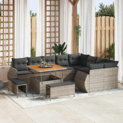 vidaXL Ensemble de canapé de jardin 12 pcs Gris polyrotin