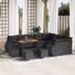 vidaXL Ensemble de canapé de jardin de 13 pièces avec coussins noirs en rotin synthétique.