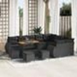 vidaXL Ensemble de canapé de jardin de 13 pièces avec coussins noirs en rotin synthétique.