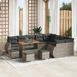 vidaXL Ensemble de canapé de jardin 13 pcs Gris polyrotin