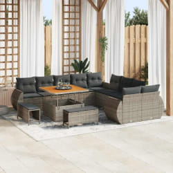 vidaXL Ensemble de canapé de jardin 13 pcs Gris polyrotin