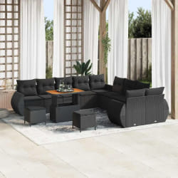 vidaXL Ensemble de canapé de jardin 13 pcs Noir polyrotin