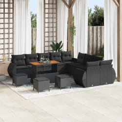 vidaXL Ensemble de canapé de jardin 14 pcs Noir polyrotin