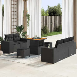 vidaXL Ensemble de canapé de jardin 8 pcs Noir polyrotin