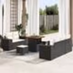 vidaXL Set de canapé de jardin 8 pièces avec des coussins en noir, poly rattan et acacia.