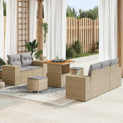 vidaXL Ensemble de canapé de jardin 8 pcs Beige polyrotin
