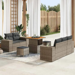 vidaXL Ensemble de canapé de jardin 8 pcs Gris polyrotin