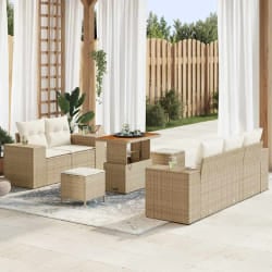 vidaXL Ensemble de canapé de jardin 8 pcs Beige polyrotin