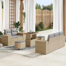 vidaXL Ensemble de canapé de jardin 8 pcs Beige polyrotin
