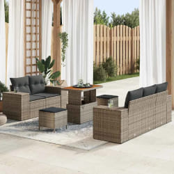 vidaXL Ensemble de canapé de jardin 8 pcs Gris polyrotin
