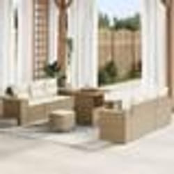 vidaXL Ensemble de canapé de jardin 9 pièces avec coussins beige en rotin acacia