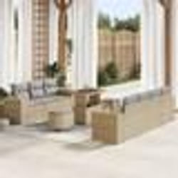 vidaXL Ensemble de canapé de jardin de 10 pièces avec coussins en rattan synthétique beige et acacia.