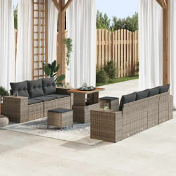 vidaXL Ensemble de canapé de jardin 10 pcs Gris polyrotin