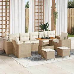 vidaXL Ensemble de canapé de jardin 10 pcs Beige polyrotin