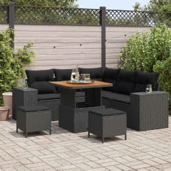 vidaXL Ensemble de canapé de jardin 8 pcs Noir polyrotin