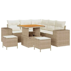 vidaXL Ensemble de canapé de jardin 8 pcs Beige polyrotin