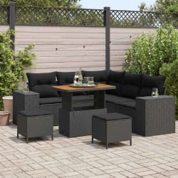 vidaXL Ensemble de canapé de jardin 8 pcs Noir polyrotin