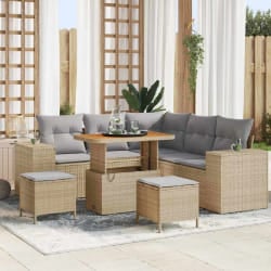 vidaXL Ensemble de canapé de jardin 8 pcs Beige polyrotin