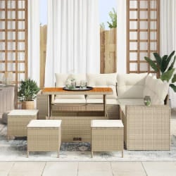 vidaXL Ensemble de canapé de jardin 9 pcs Beige polyrotin