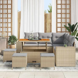 vidaXL Ensemble de canapé de jardin 9 pcs Beige polyrotin