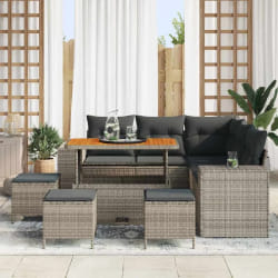 vidaXL Ensemble de canapé de jardin 9 pcs Gris polyrotin