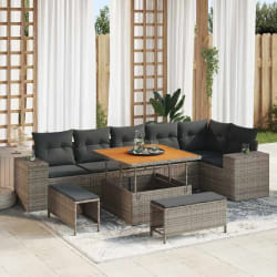 vidaXL Ensemble de canapé de jardin 9 pcs Gris polyrotin