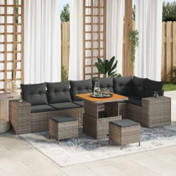 vidaXL Ensemble de canapé de jardin 9 pcs Gris polyrotin