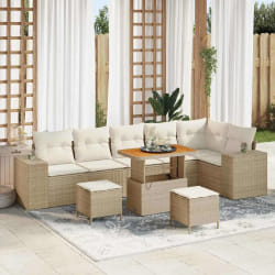vidaXL Ensemble de canapé de jardin 9 pcs Beige polyrotin