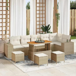vidaXL Ensemble de canapé de jardin 10 pcs Beige polyrotin