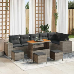 vidaXL Ensemble de canapé de jardin 10 pcs Gris polyrotin