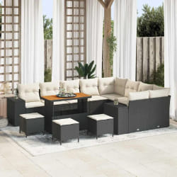 vidaXL Ensemble de canapé de jardin 13 pcs Noir polyrotin