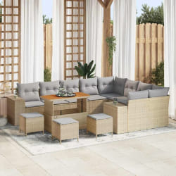 vidaXL Ensemble de canapé de jardin 13 pcs Beige polyrotin