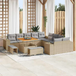 vidaXL Ensemble de canapé de jardin 13 pcs Beige polyrotin