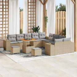vidaXL Ensemble de canapé de jardin 13 pcs Beige polyrotin