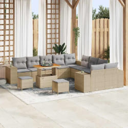 vidaXL Ensemble de canapé de jardin 13 pcs Beige polyrotin